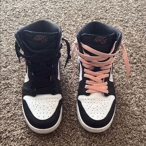 Nike Black and Pink High-Top Sneakers
